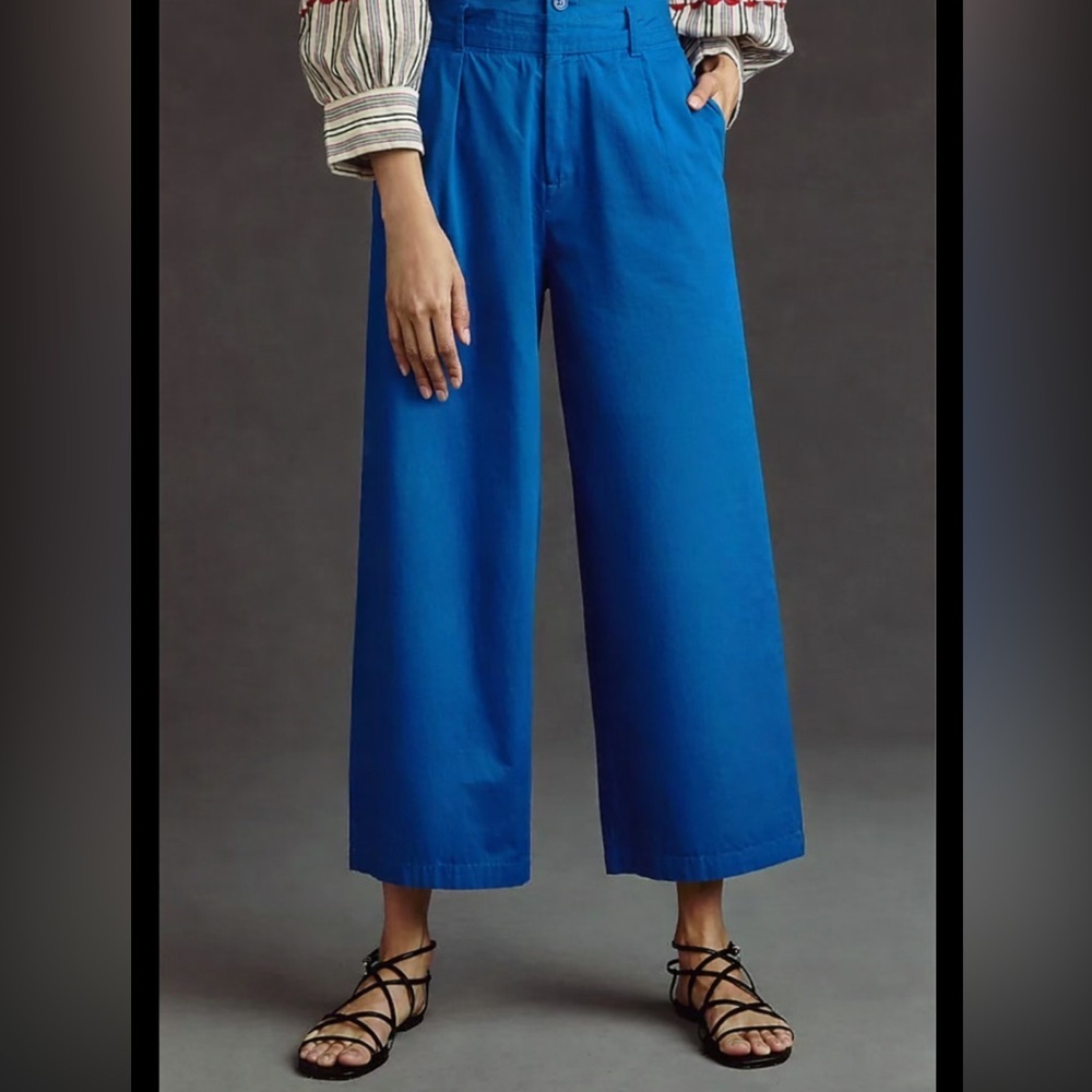 Antik Batik Ketty Wide Leg Blue Cotton Pant Size M/40
